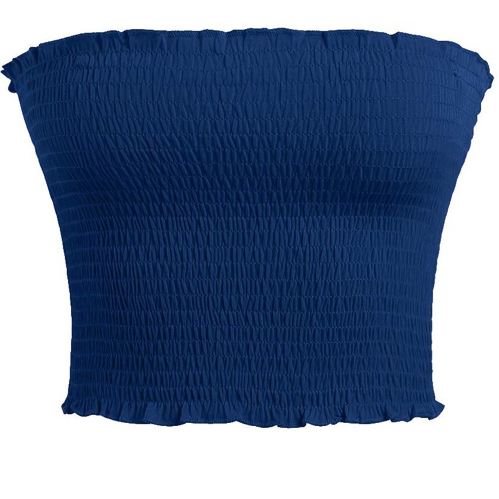 Strapless Pleated Print Bandeau Crop Top